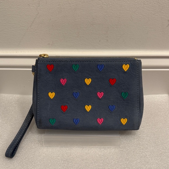 Talbots Handbags - Talbots leather heart embroidered wristlet wallet